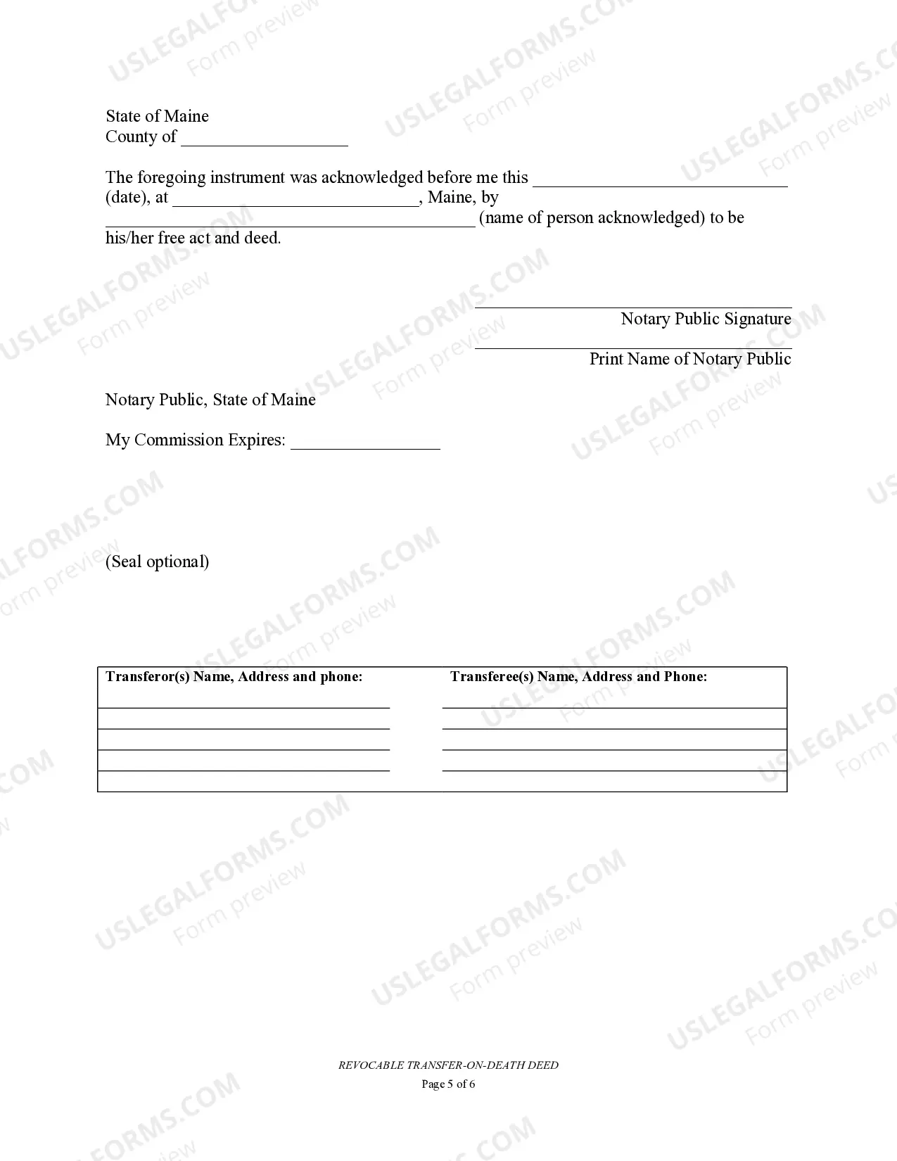 Preview Transfer on Death Deed or TOD - Beneficiary Deed for Two Individuals to a Trust