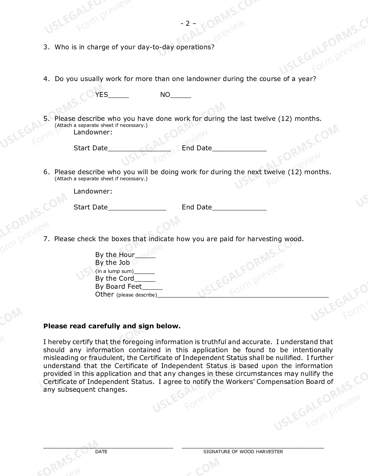Preview Independent Status Application for Workers' Compensation