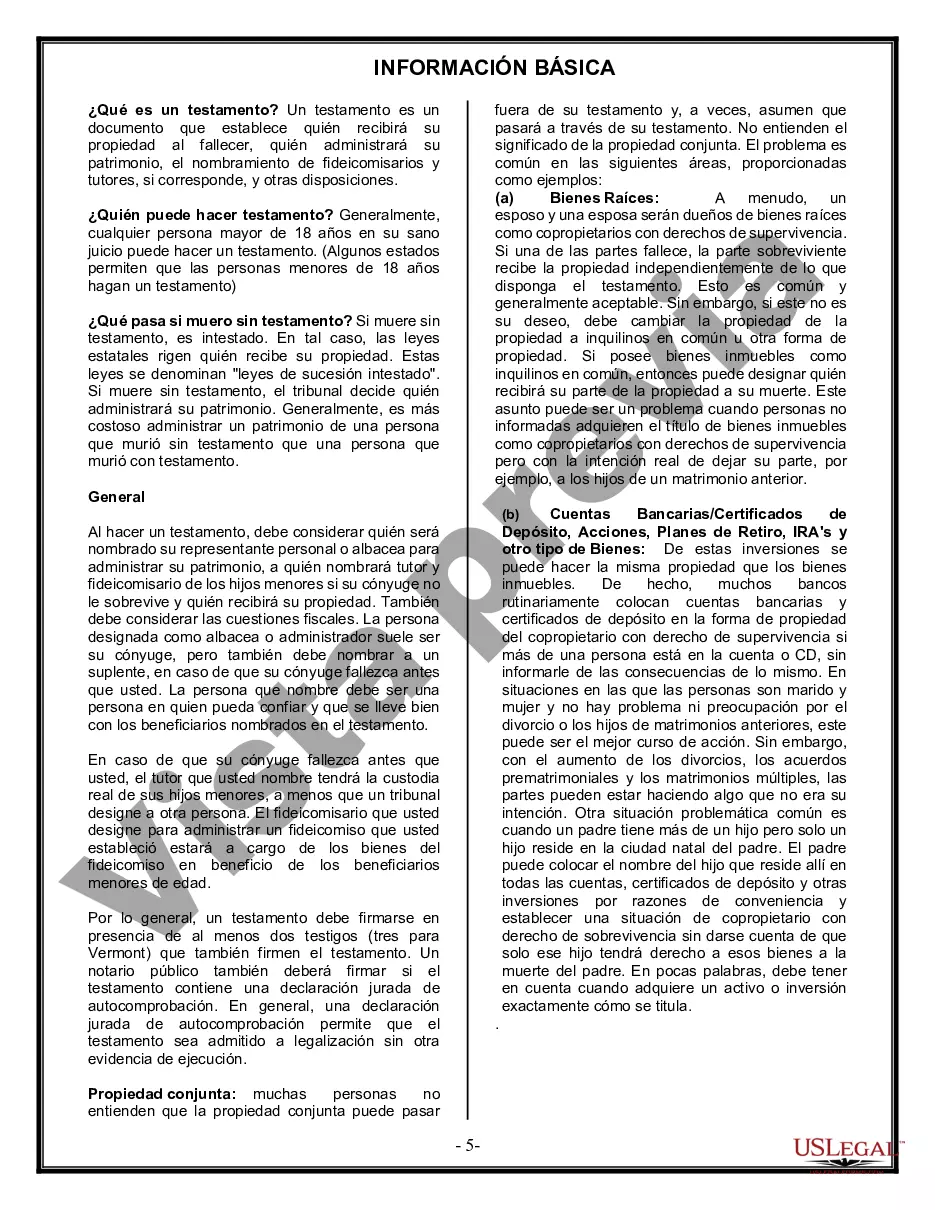 Preview Formulario Legal de Última Voluntad y Testamento para una Persona Soltera con Hijos Menores