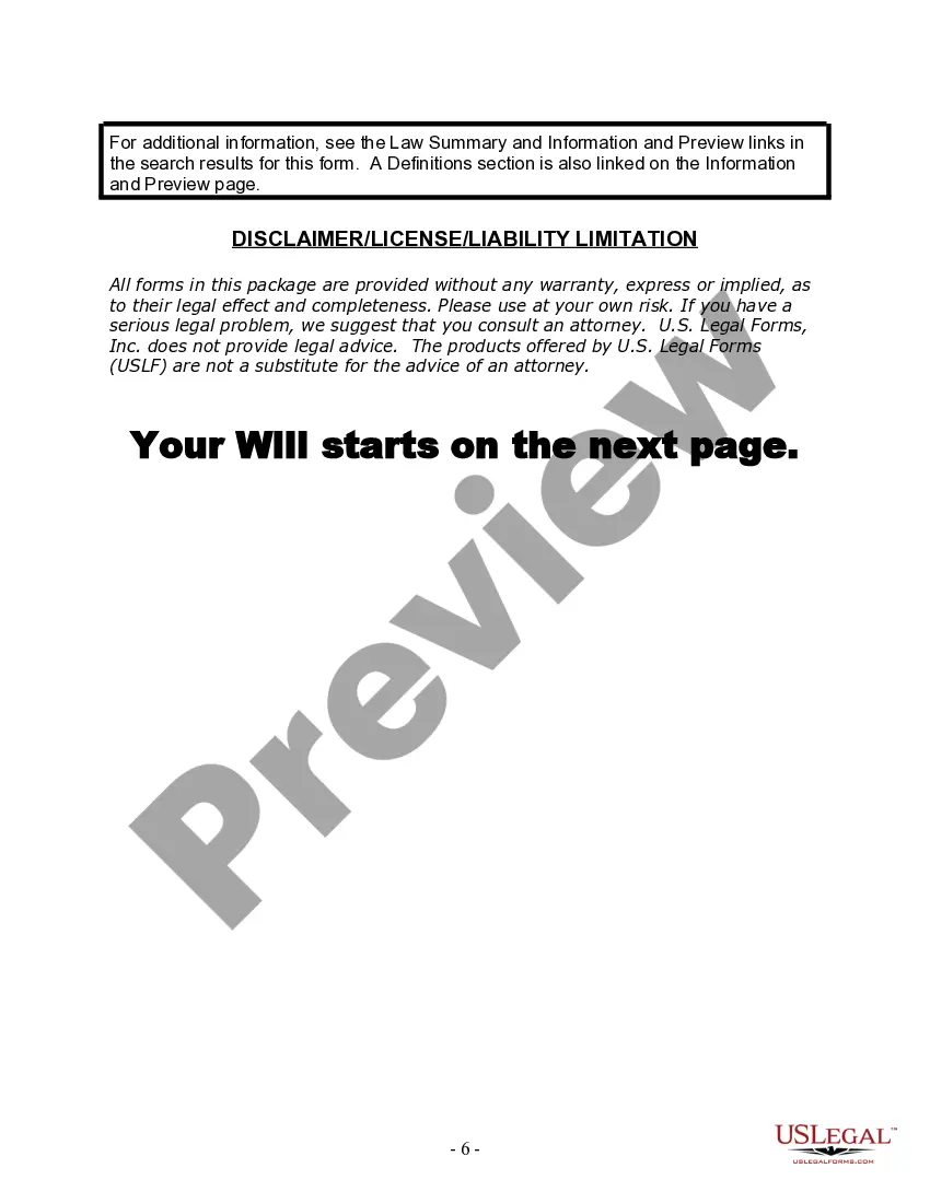 Preview Last Will and Testament for a Single Person with Minor Children