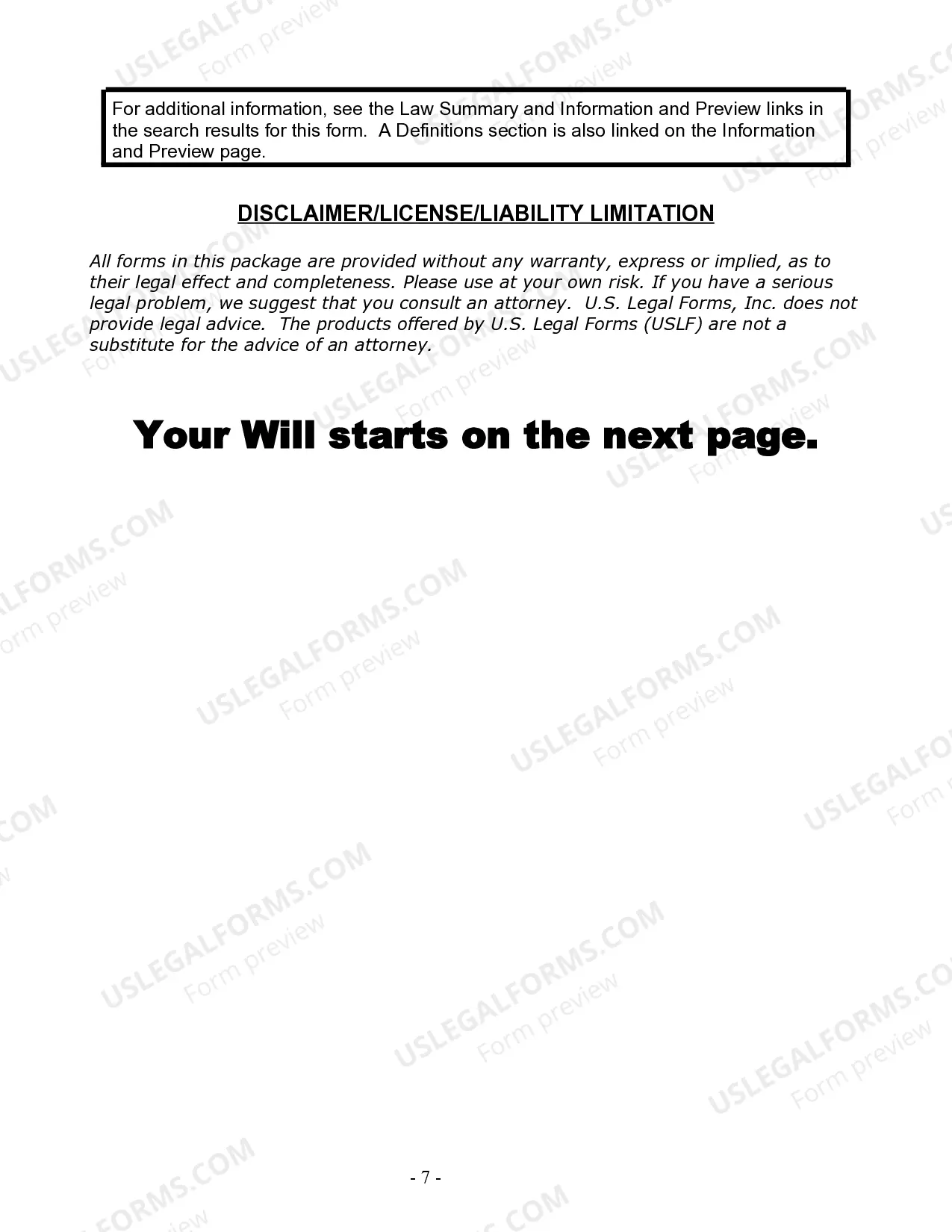 Preview Last Will and Testament for Domestic Partner With Children from Prior Marriage