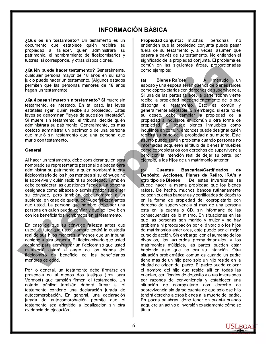 Preview Última voluntad y testamento legal para persona casada con hijos menores de edad de un matrimonio anterior