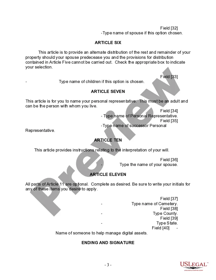 Preview Last Will and Testament for Married Person with Adult Children from Prior Marriage