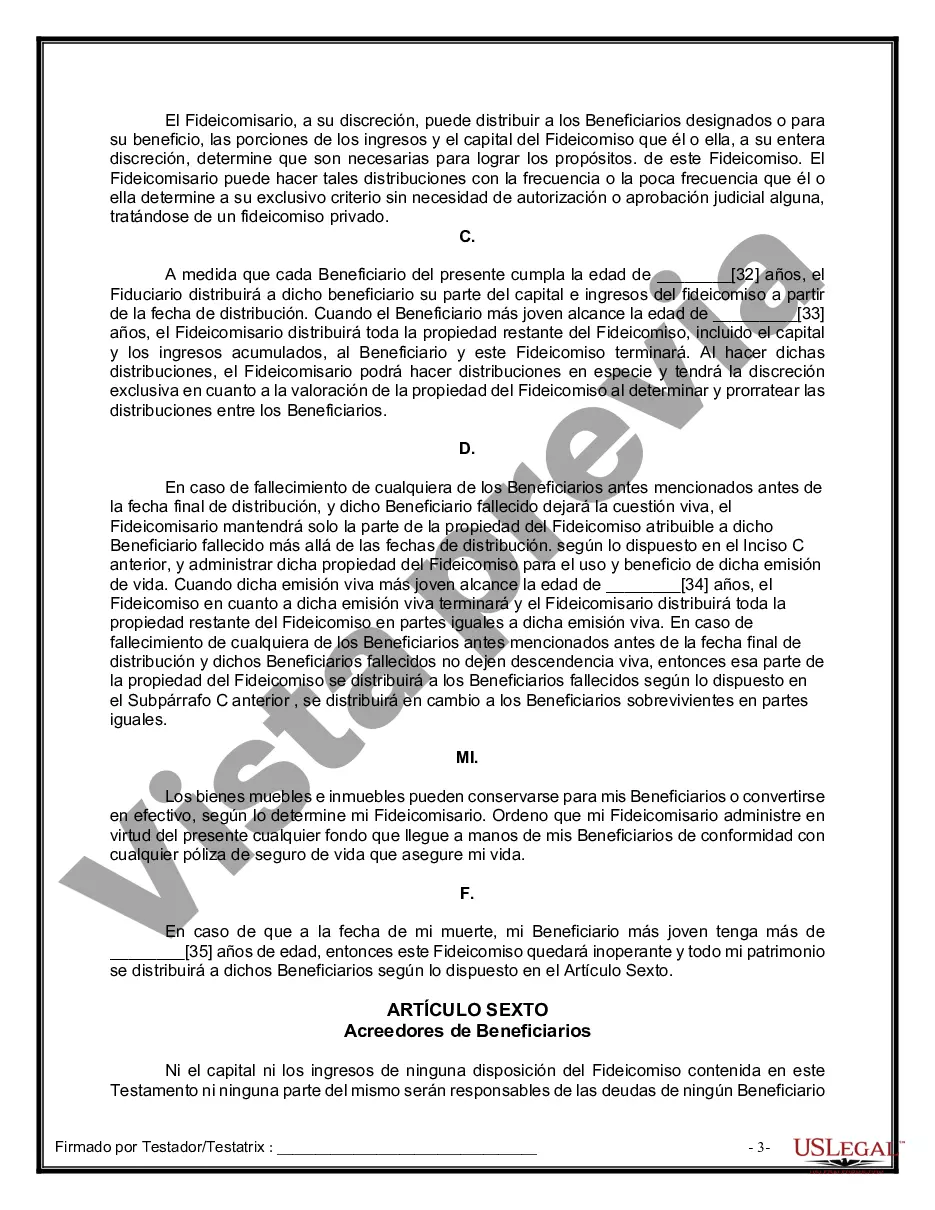 Preview Formulario de última voluntad y testamento legal para personas divorciadas que no se han vuelto a casar con hijos adultos y menores