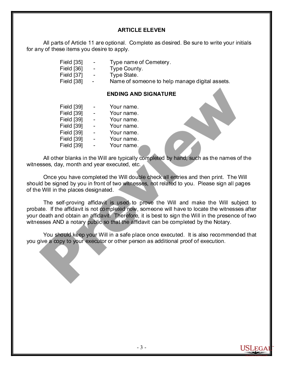 page 2 Legal Last Will and Testament Form for Married Person with Adult Children preview