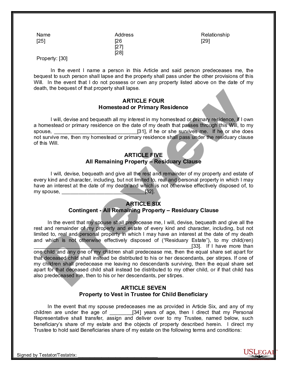 page 8 Legal Last Will and Testament Form for Married person with Minor Children preview