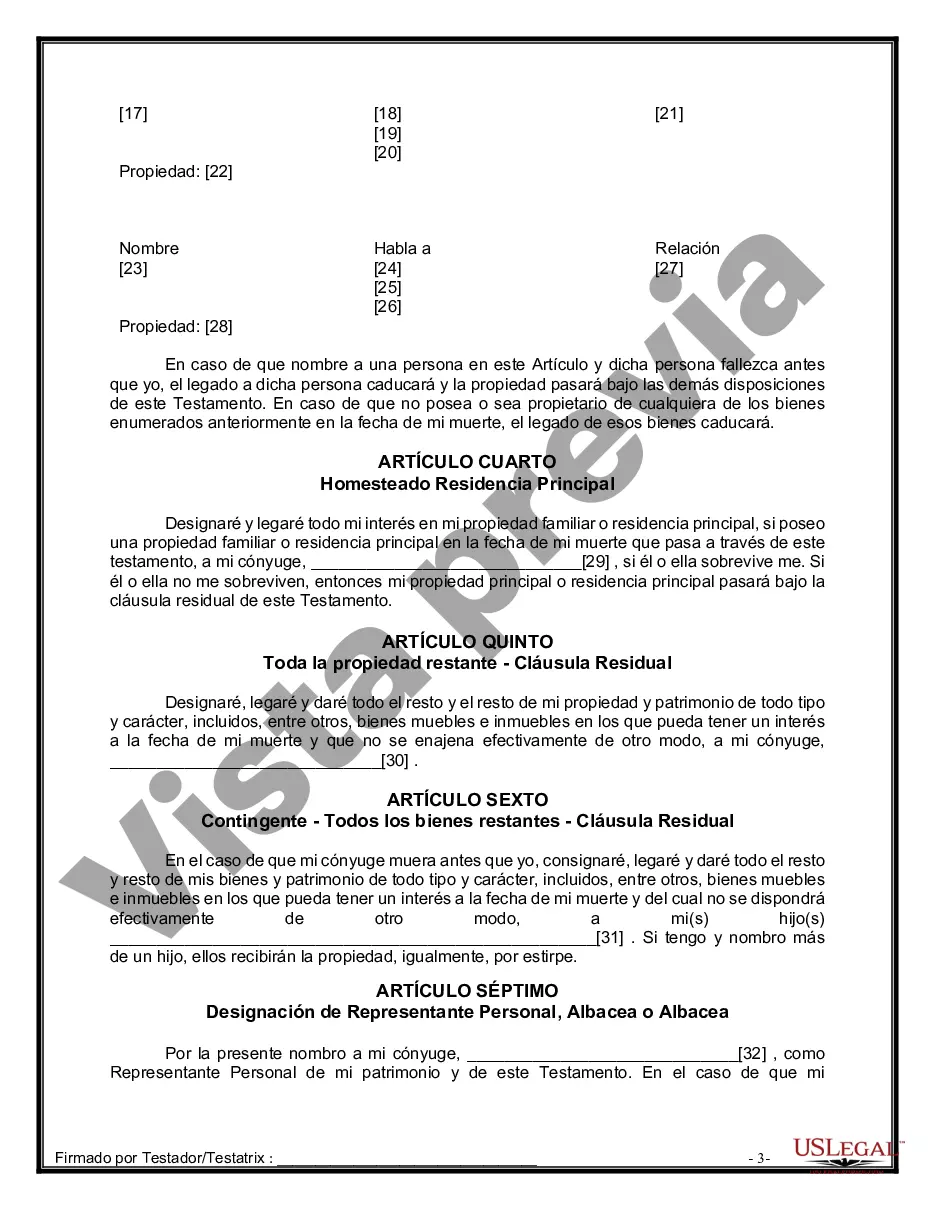 Preview Paquete de Voluntades Mutuas con Últimas Voluntades y Testamentos para Pareja Casada con Hijos Adultos