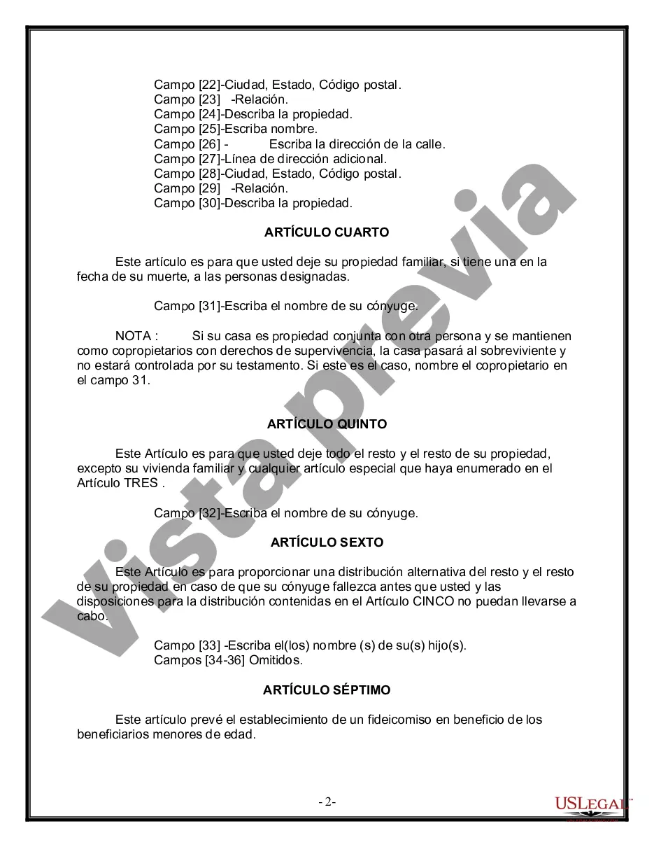 Preview Paquete de Voluntades Mutuas con Últimas Voluntades y Testamentos para Pareja Casada con Hijos Menores