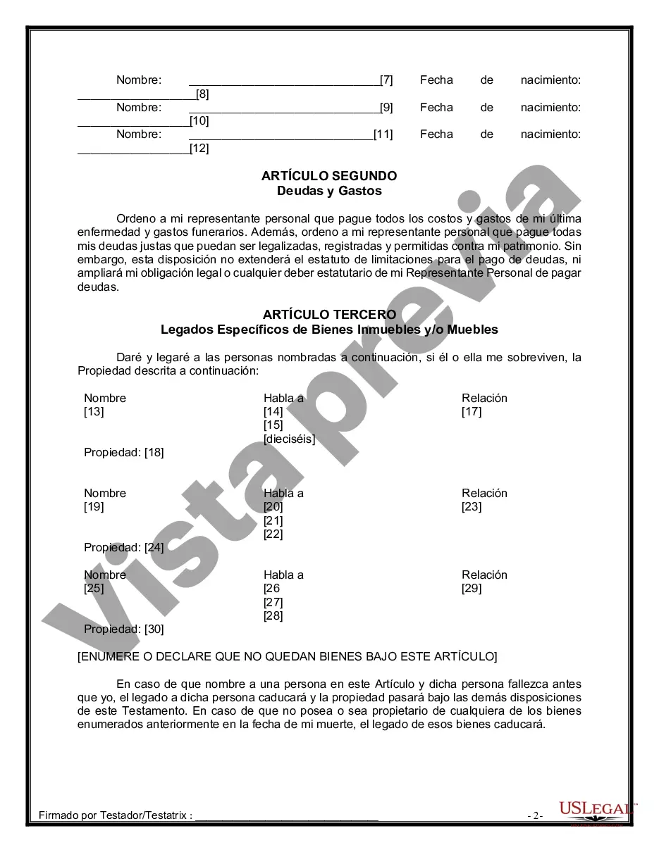 Preview Paquete de Voluntades Mutuas con Últimas Voluntades y Testamentos para Pareja Casada con Hijos Menores