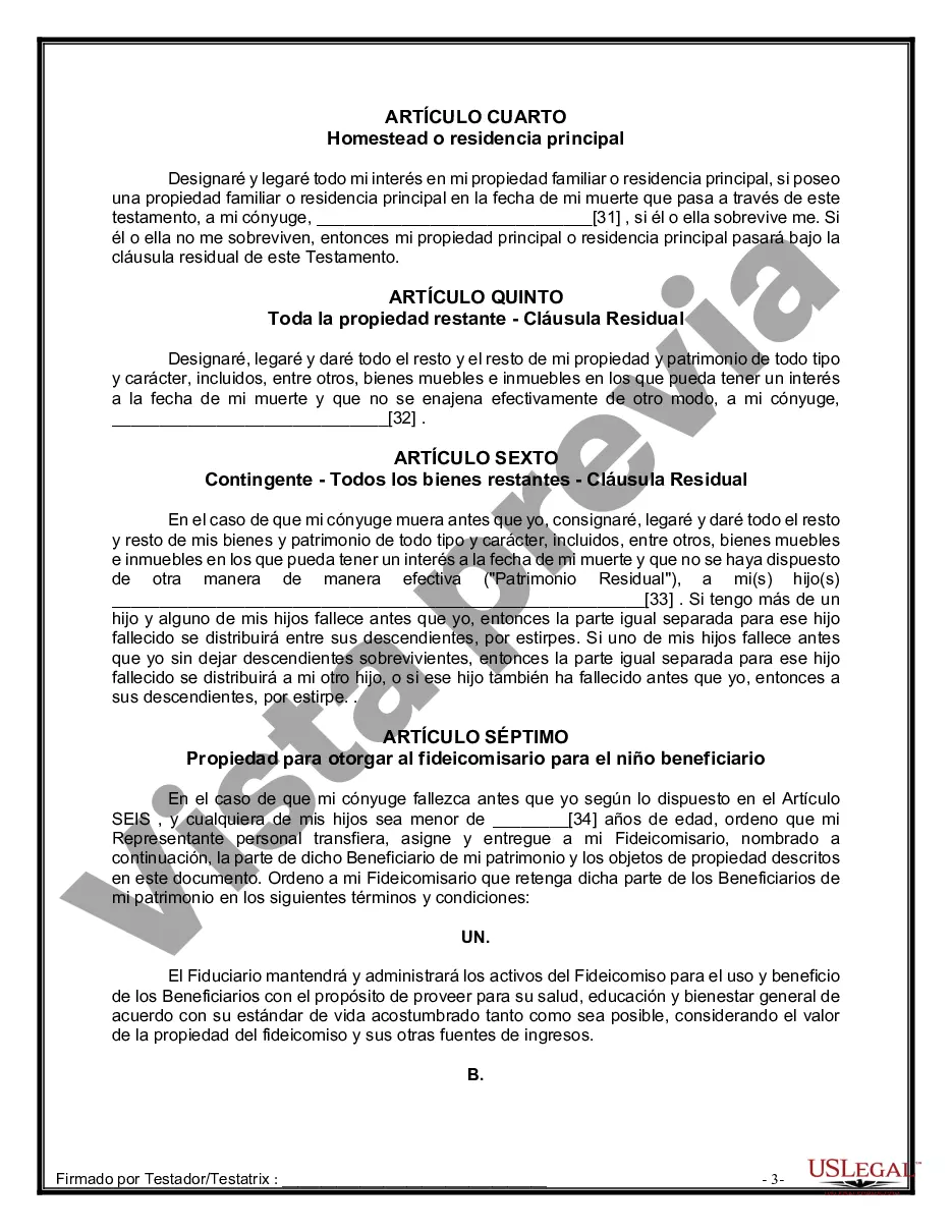 Preview Paquete de Voluntades Mutuas con Últimas Voluntades y Testamentos para Pareja Casada con Hijos Menores