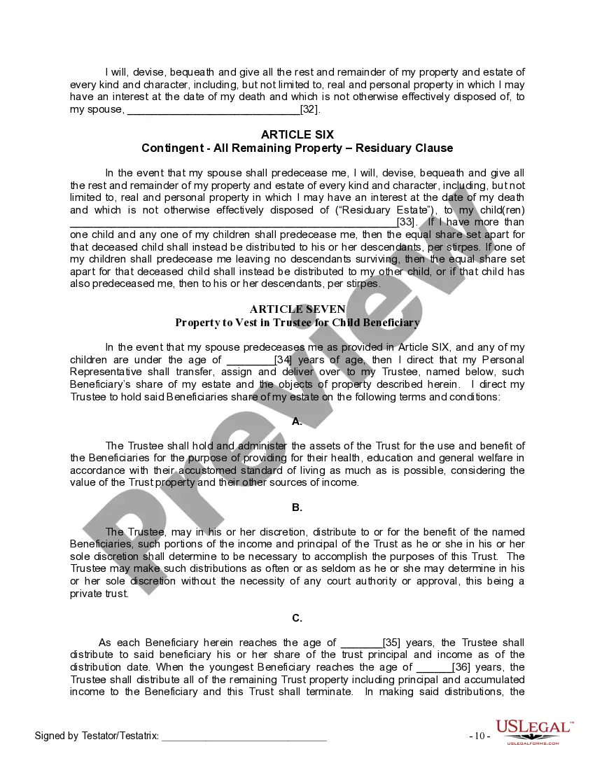 Preview Mutual Wills Package with Last Wills and Testaments for Married Couple with Minor Children