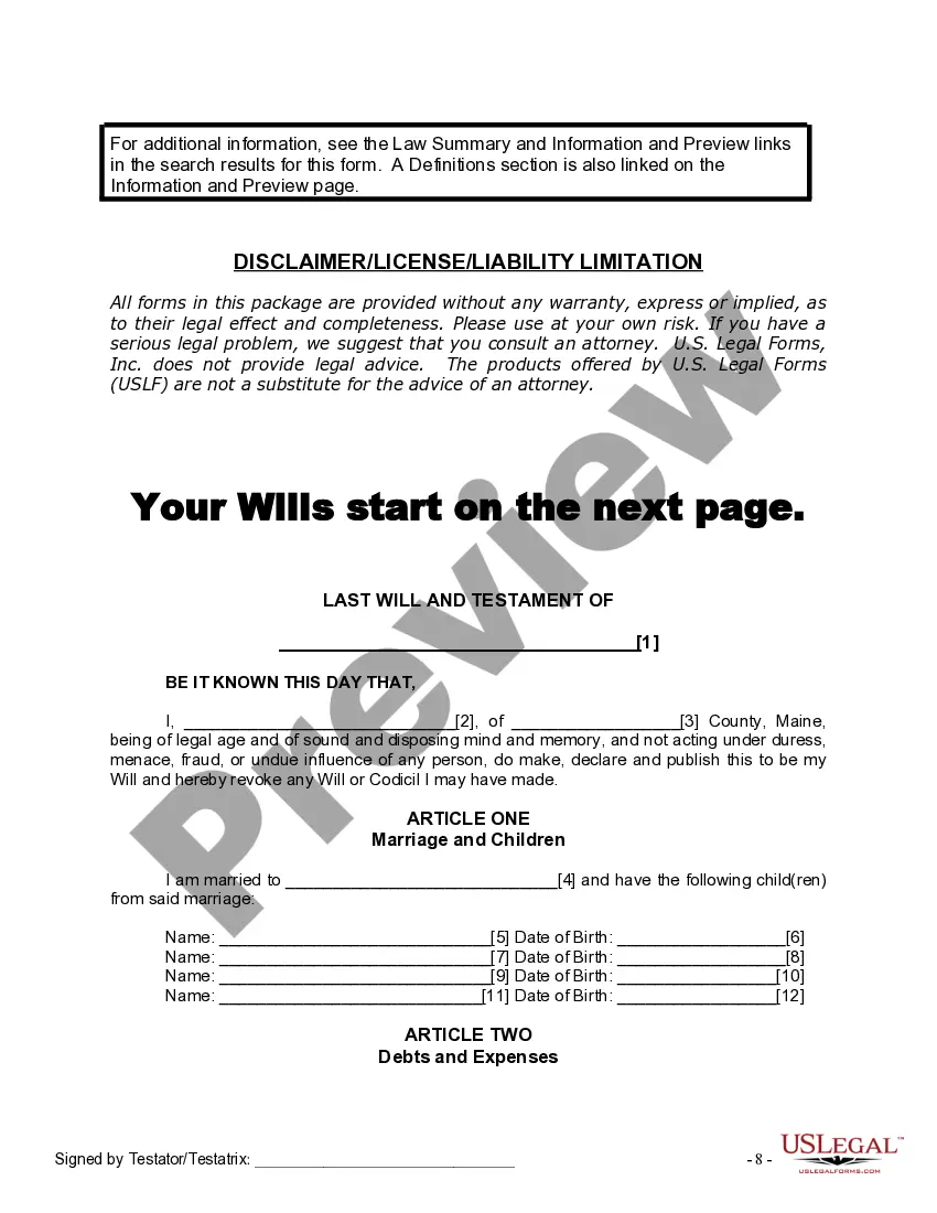 Preview Mutual Wills Package with Last Wills and Testaments for Married Couple with Minor Children