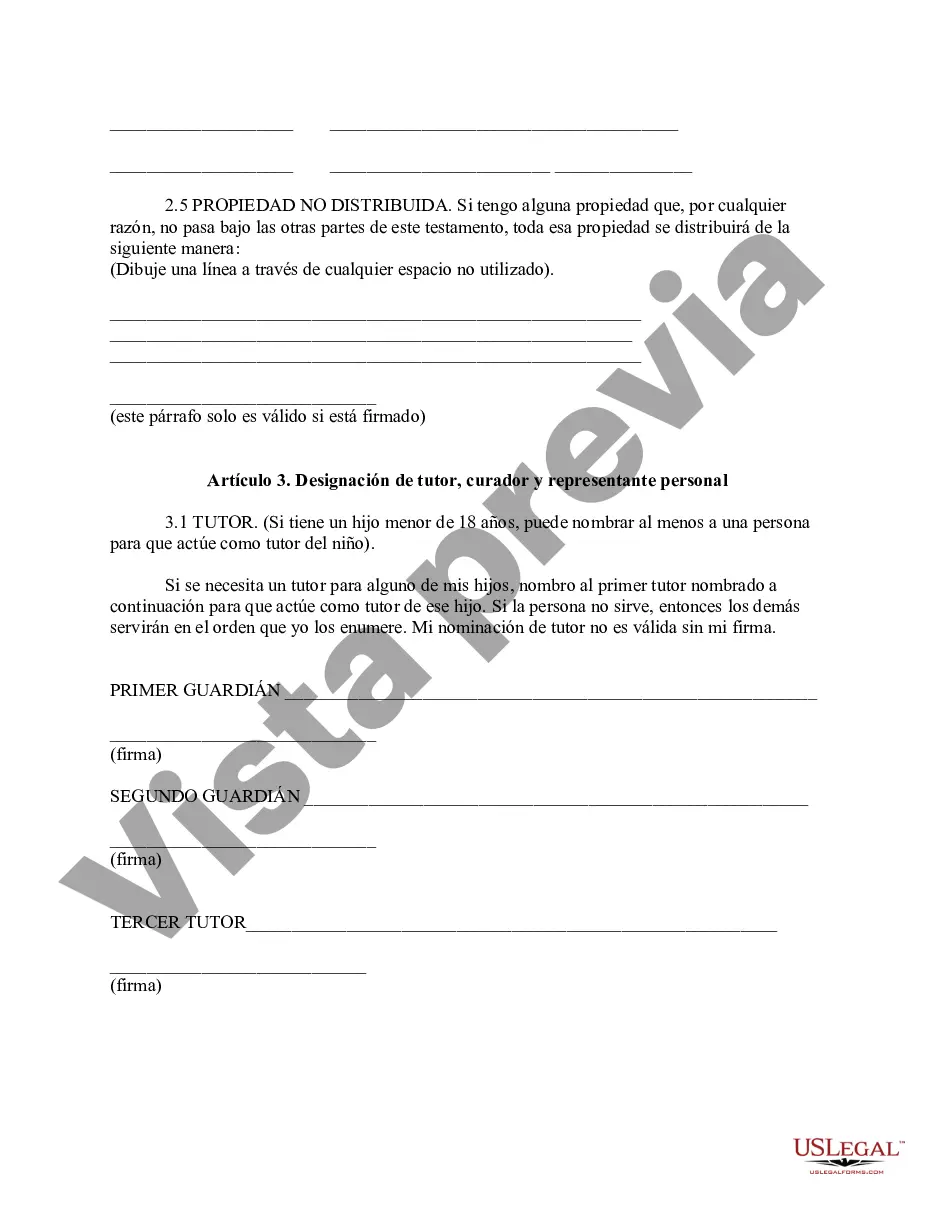 Preview Formulario de testamento estatutario de Maine