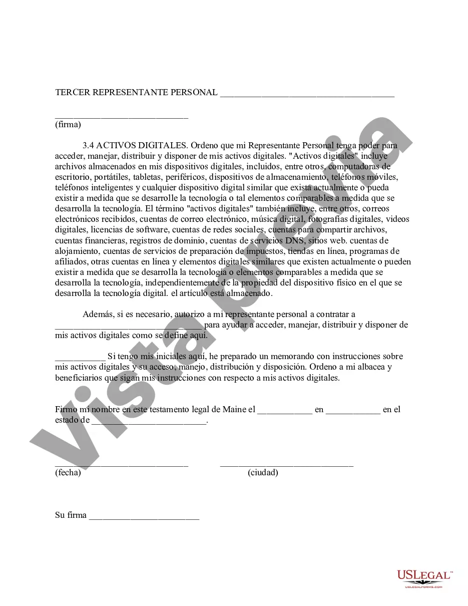 Preview Formulario de testamento estatutario de Maine