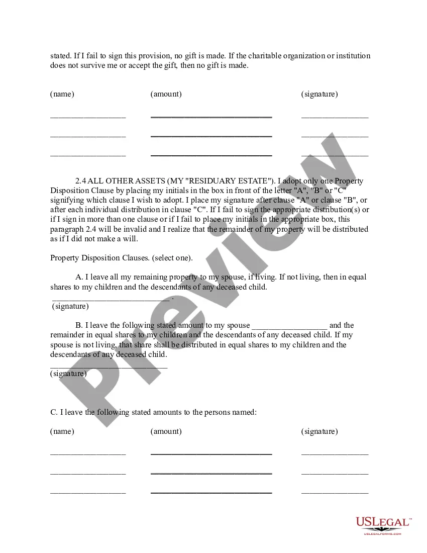 Preview Maine Statutory Will Form