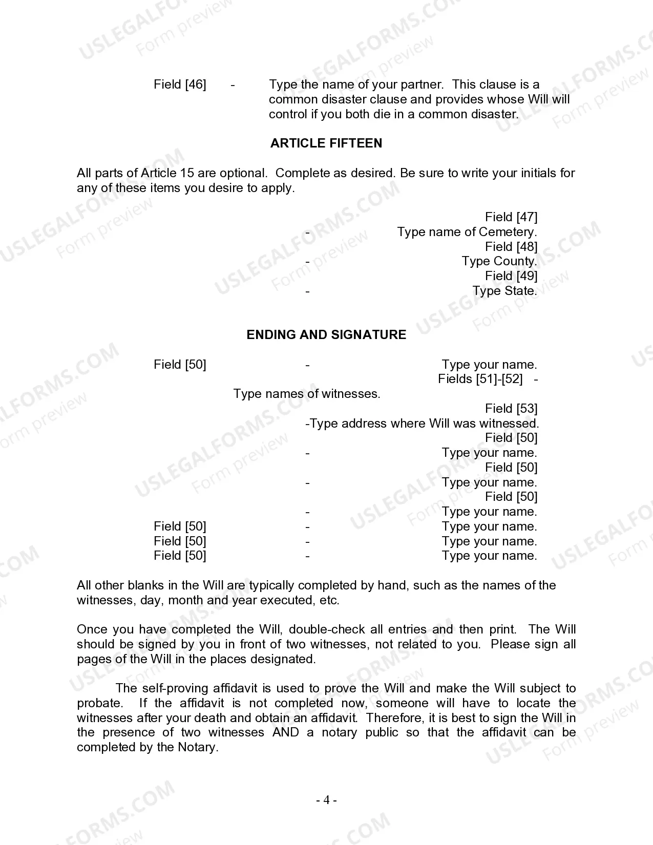 Preview Last Will and Testament for Domestic Partner with Adult and Minor Children