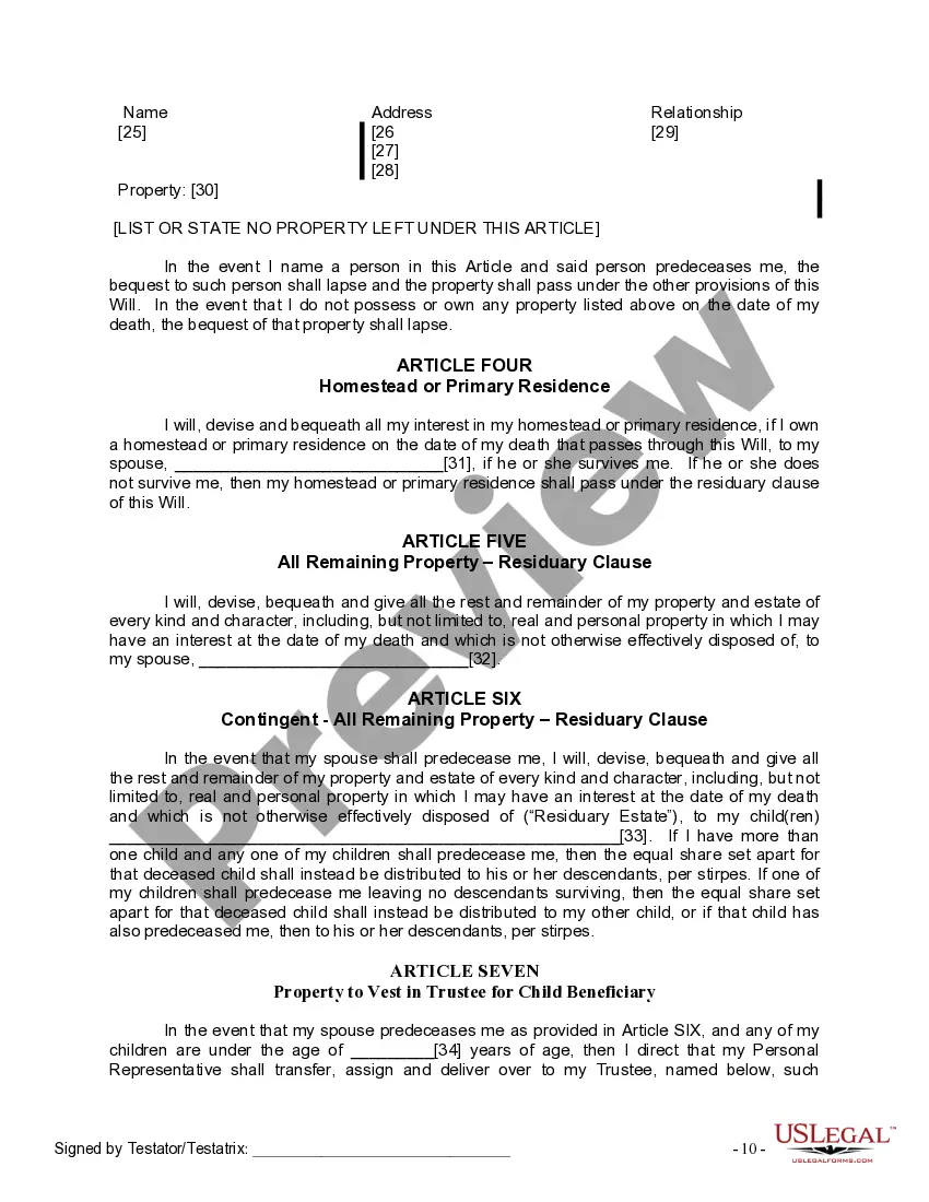 Preview Mutual Wills Package with Last Wills and Testaments for Married Couple with Adult and Minor Children