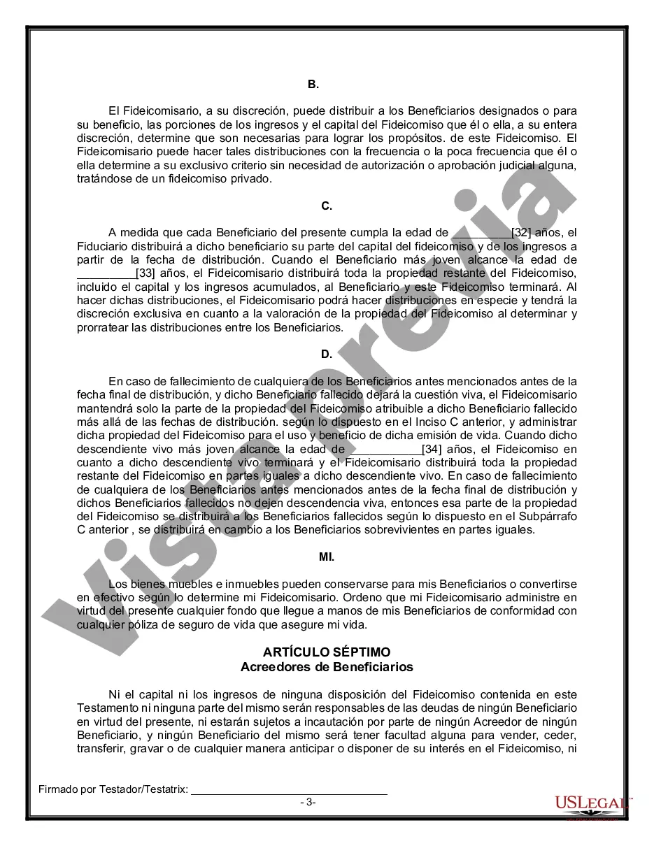 Preview Formulario Legal de Última Voluntad y Testamento para Viuda o Viudo con Hijos Menores