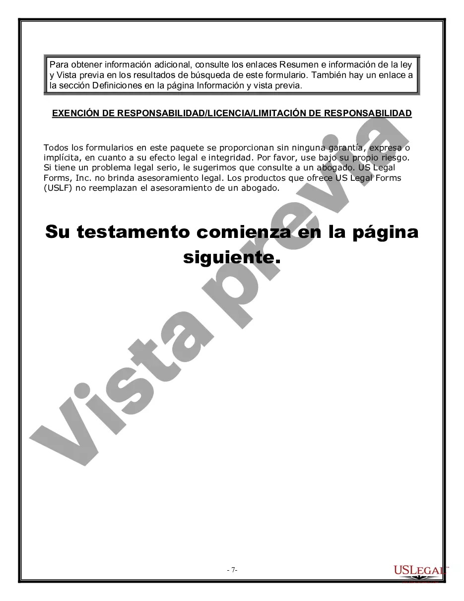 Preview Formulario Legal de Última Voluntad y Testamento para Viuda o Viudo con Hijos Menores