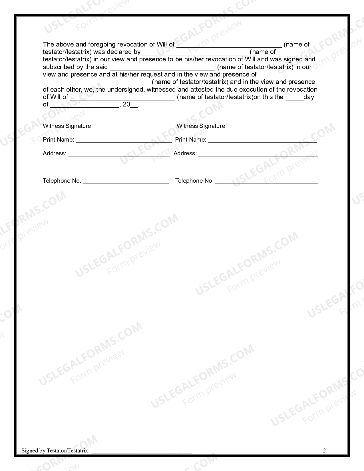 Maine Written Revocation of Will | US Legal Forms