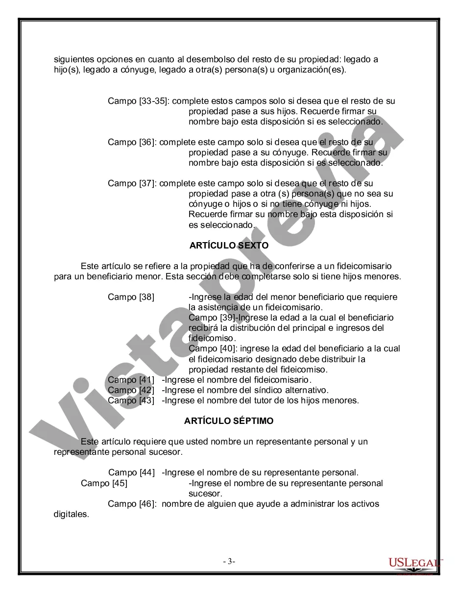 Preview Última voluntad y testamento para otras personas