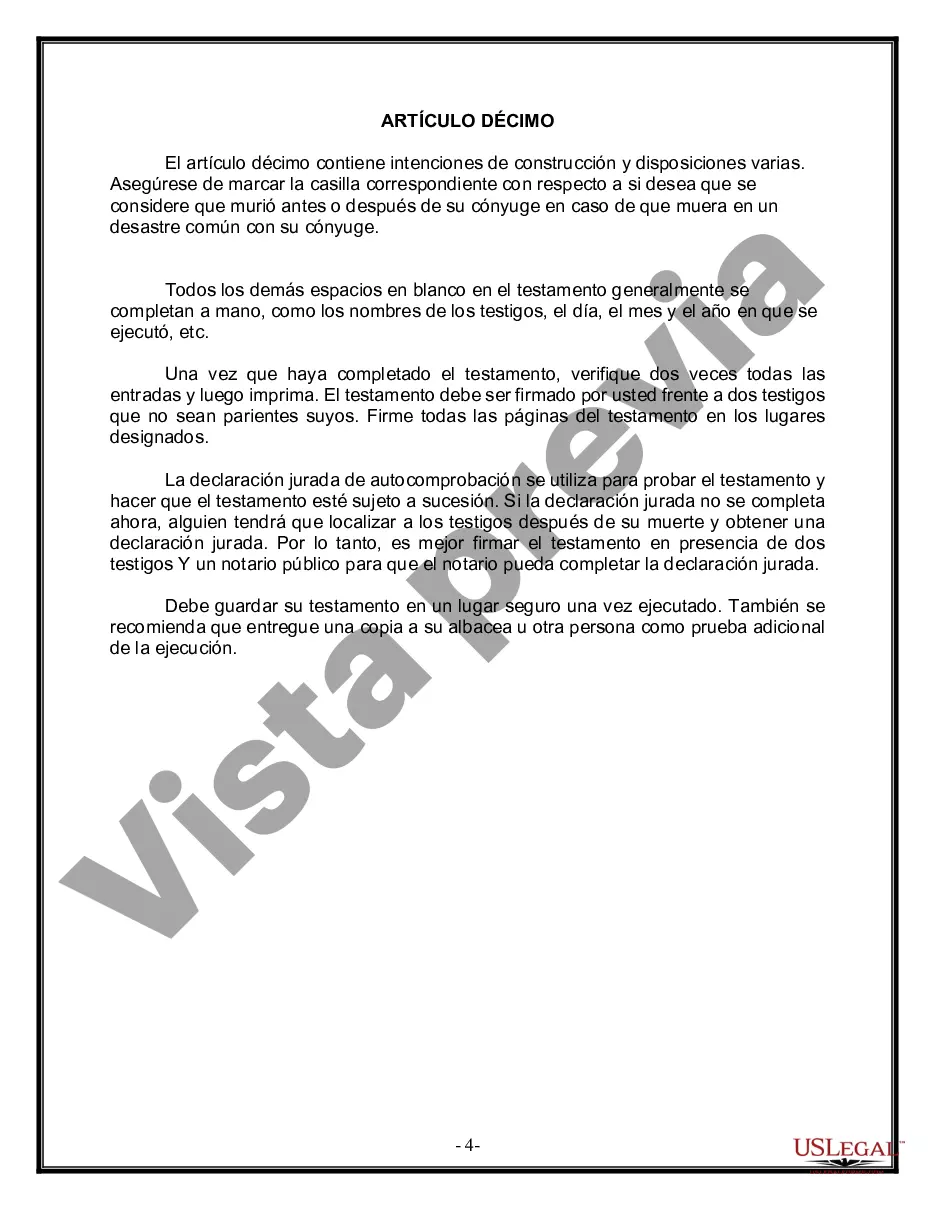 Preview Última voluntad y testamento para otras personas