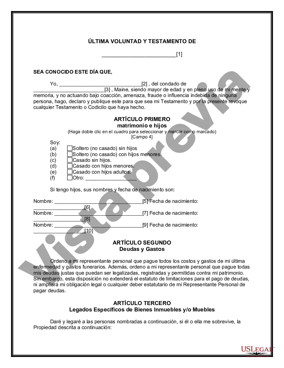 Preview Última voluntad y testamento para otras personas