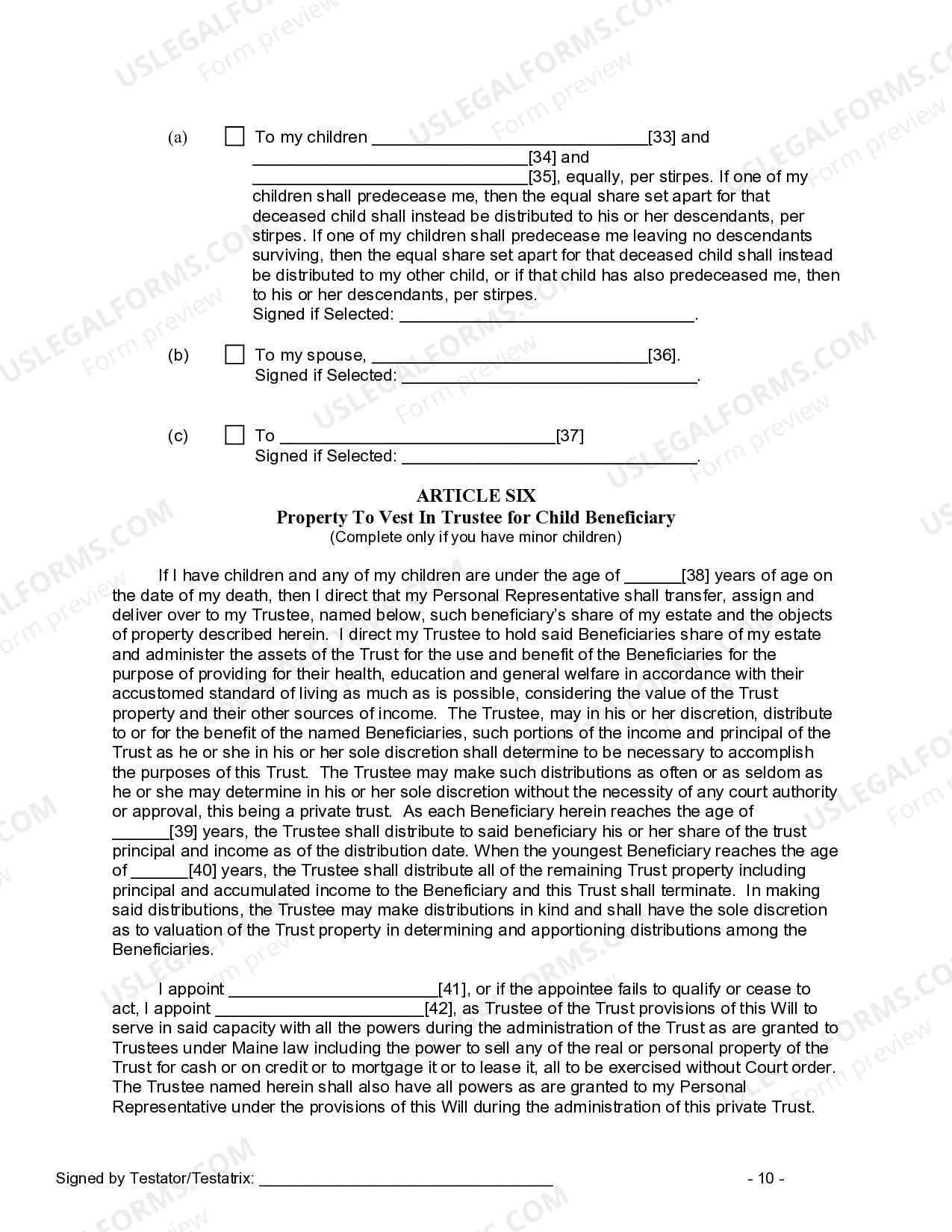 Preview Last Will and Testament for other Persons