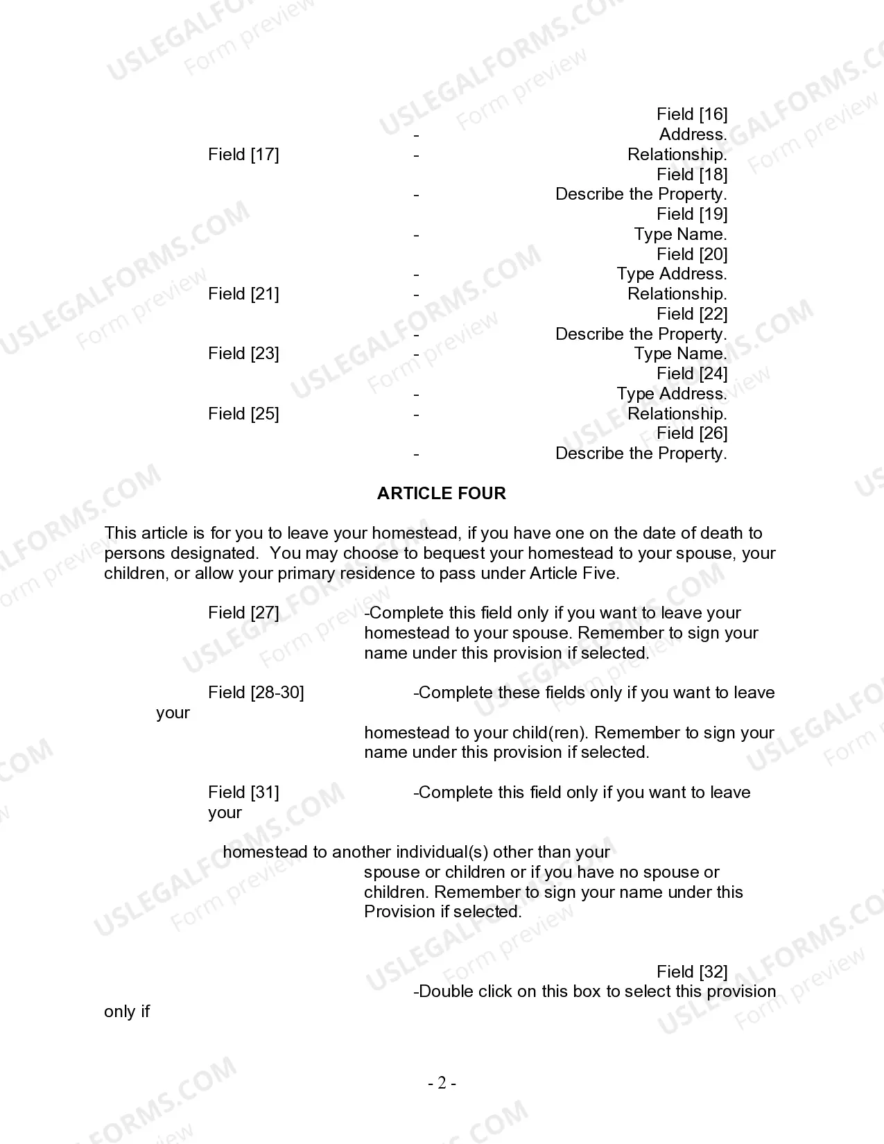 Preview Last Will and Testament for other Persons