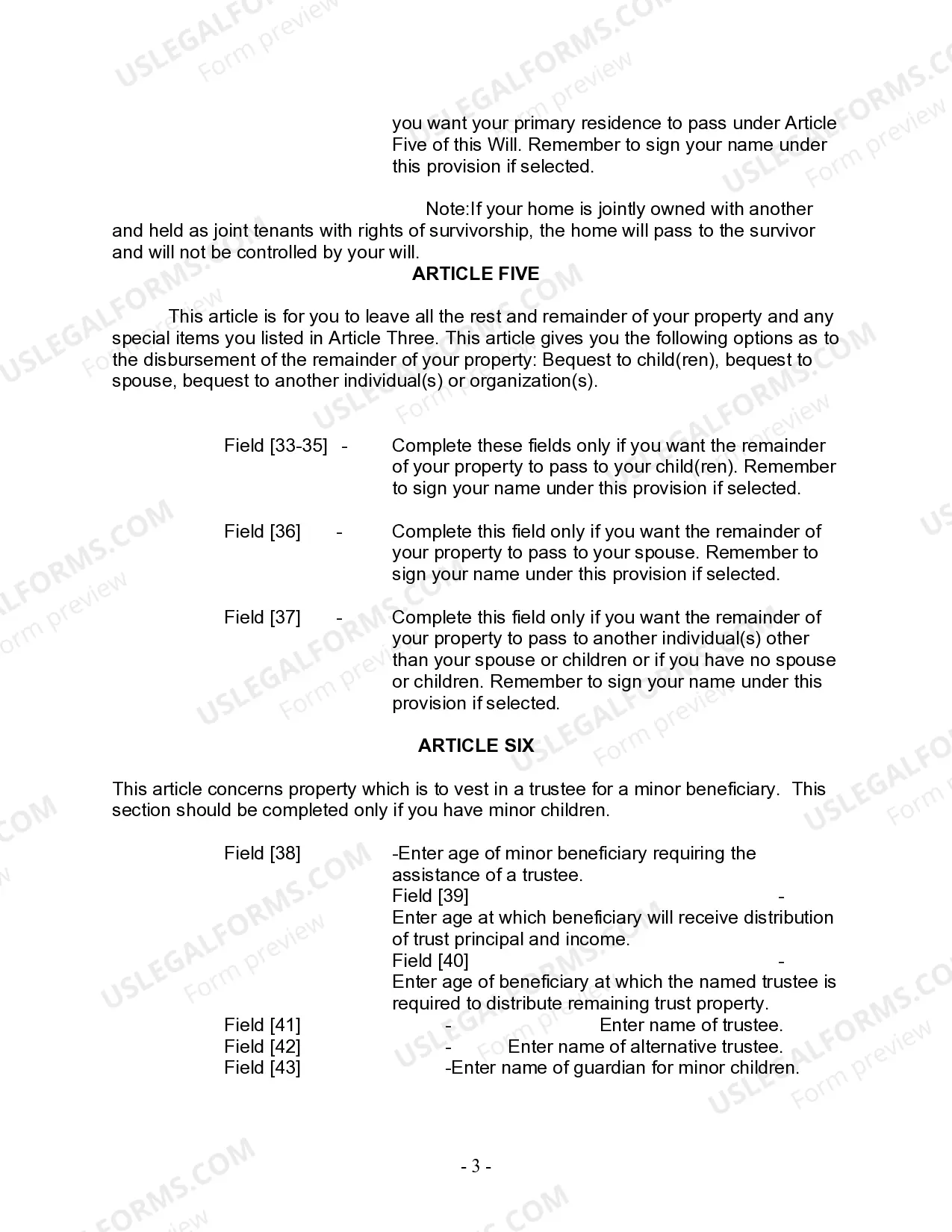 Preview Last Will and Testament for other Persons