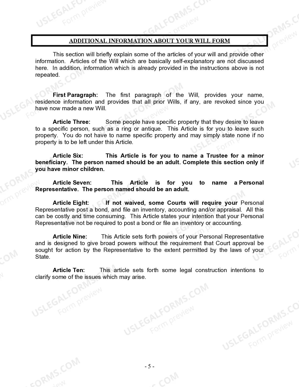 Preview Last Will and Testament for other Persons