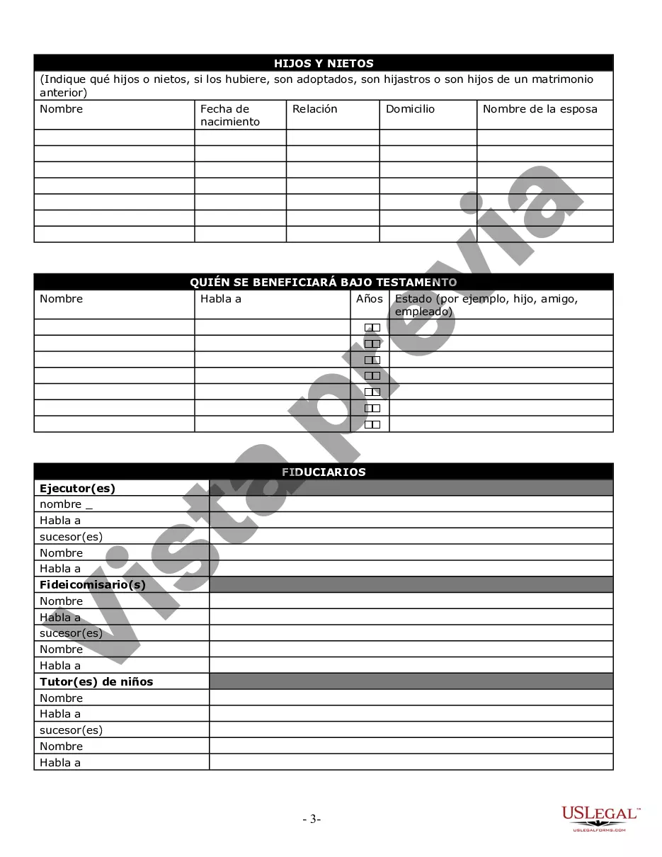 Preview Cuestionario y hojas de trabajo de planificación patrimonial