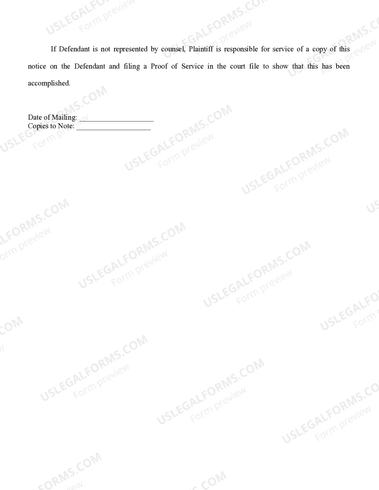 Preview Notice of Final Hearing of Divorce