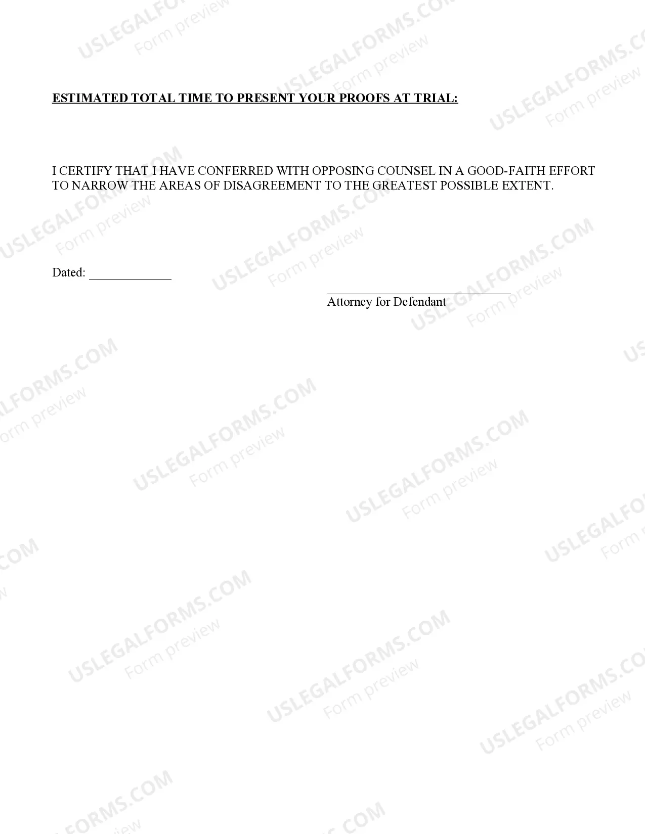 Preview Domestic relations - Pretrial Statements