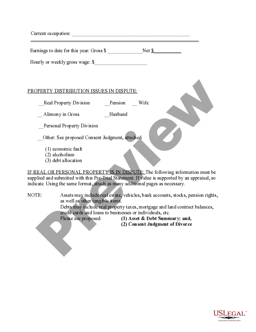 Get Domestic Relations - Pretrial Statements Preview Domestic Relations - Pretrial Statements
