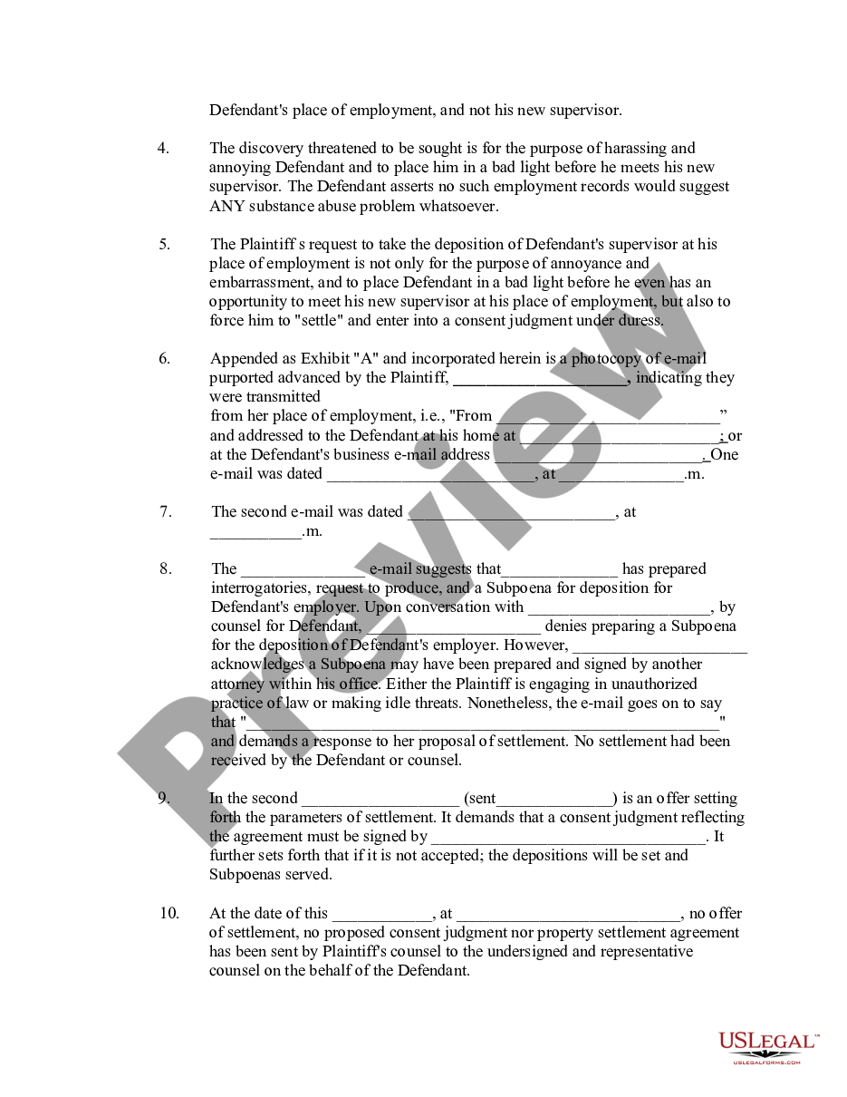 page 1 Motion to Quash Discovery - Motion for Protective Order preview