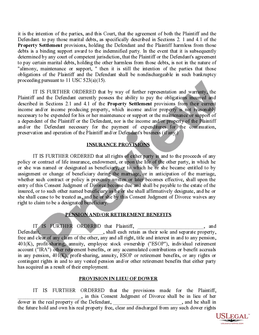 Preview Consent Judgment of Divorce