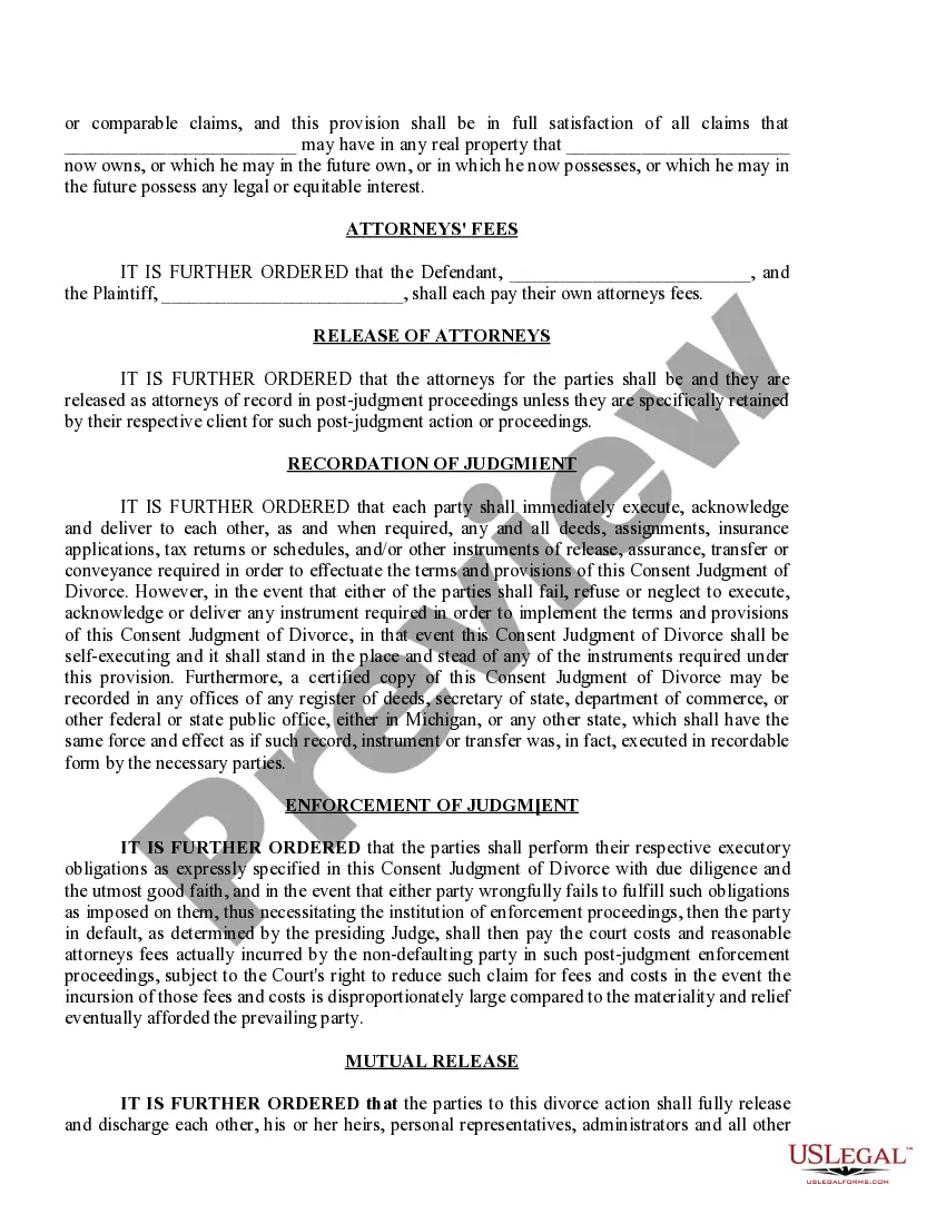 Preview Consent Judgment of Divorce