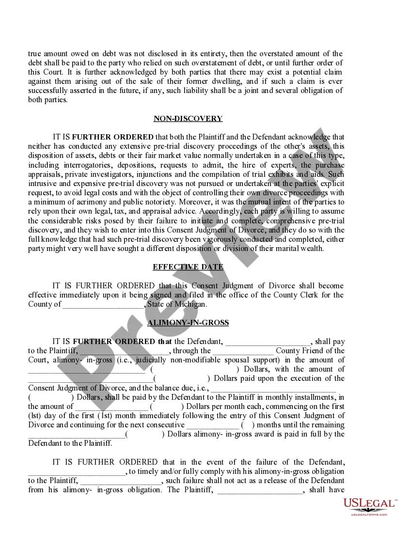 Preview Consent Judgment of Divorce