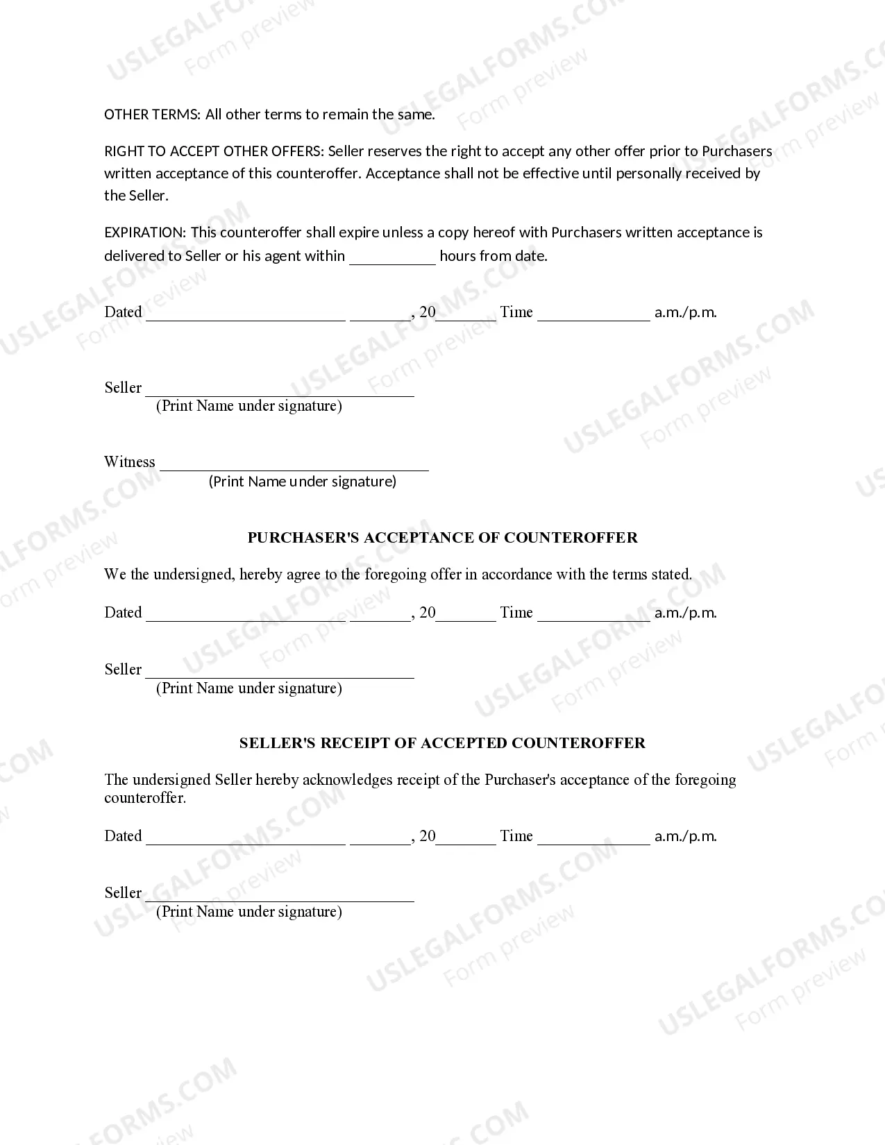 Preview Acceptance of Offer