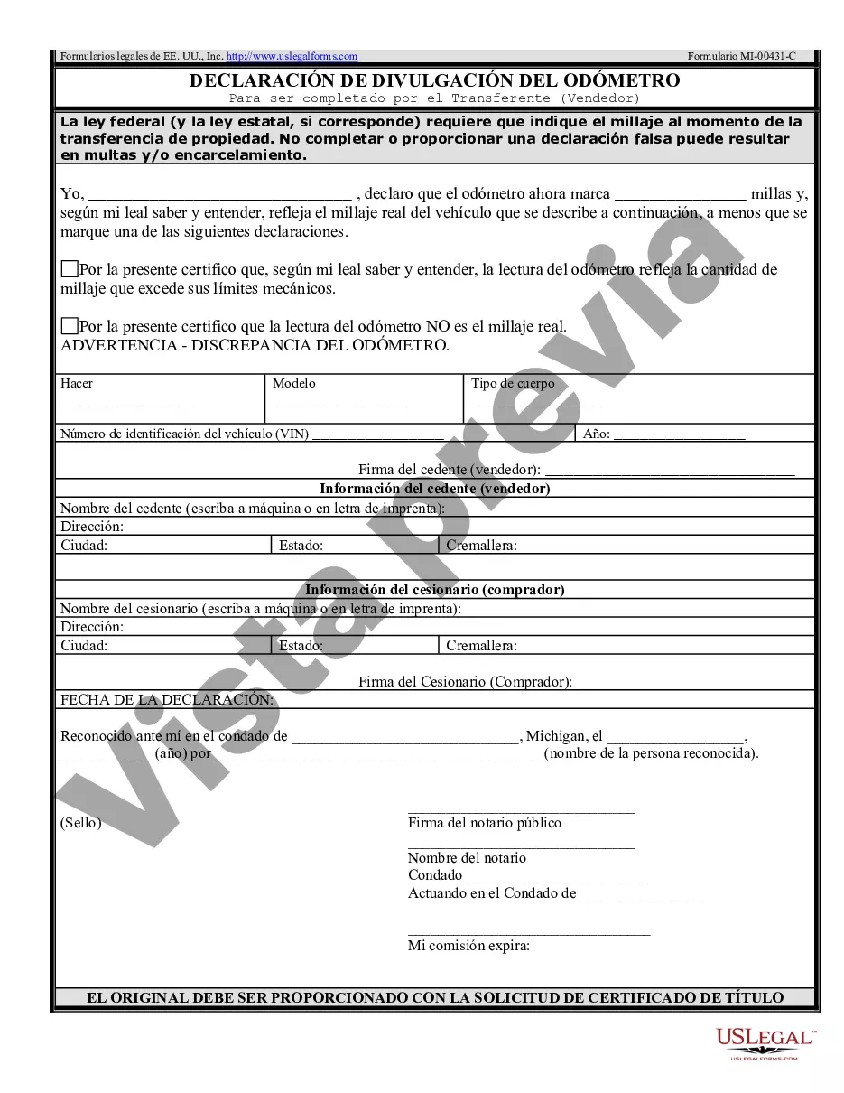 Preview Factura de venta de automóvil o vehículo, incluida la declaración del cuentakilómetros y el pagaré