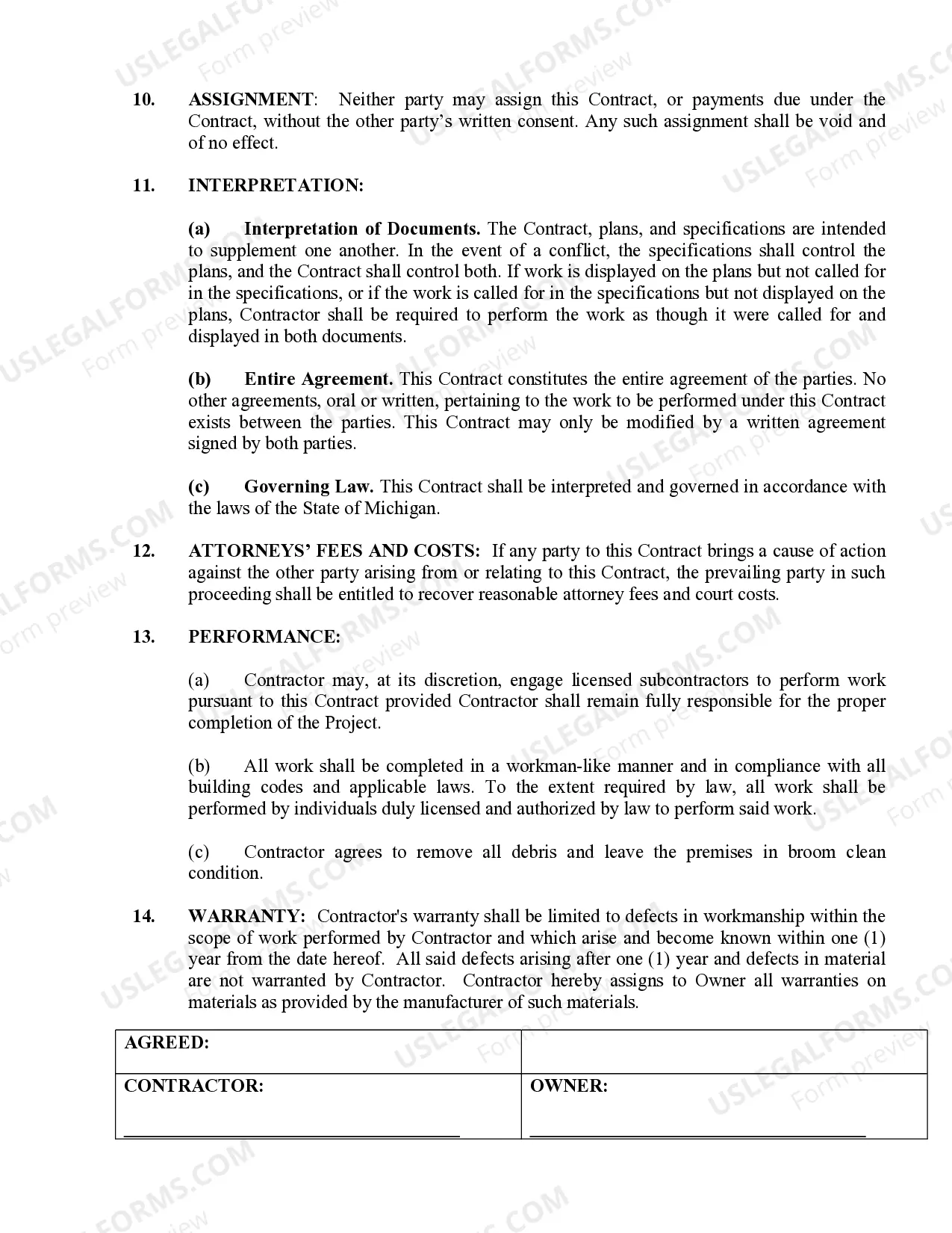 Preview Trim Carpenter Contract for Contractor