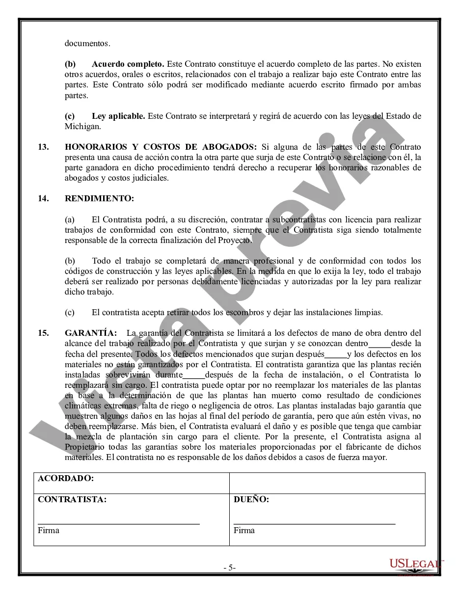 Preview Contrato de paisajismo para contratista