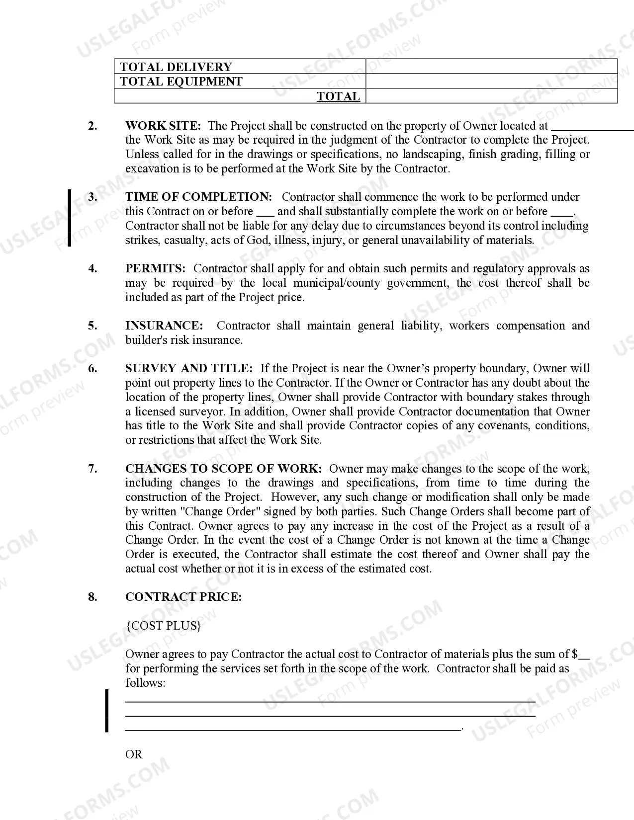 Preview Landscape Contract for Contractor