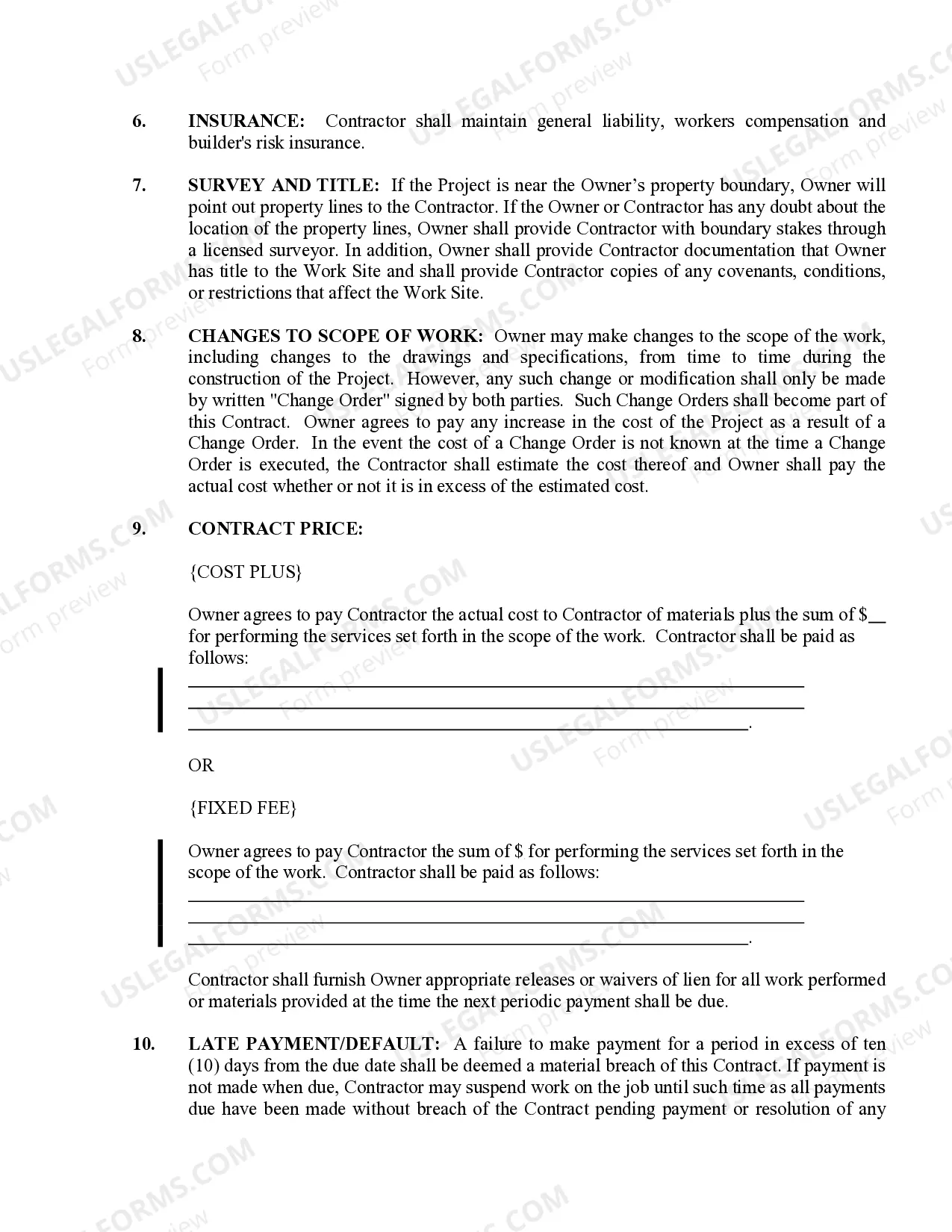 Preview Renovation Contract for Contractor