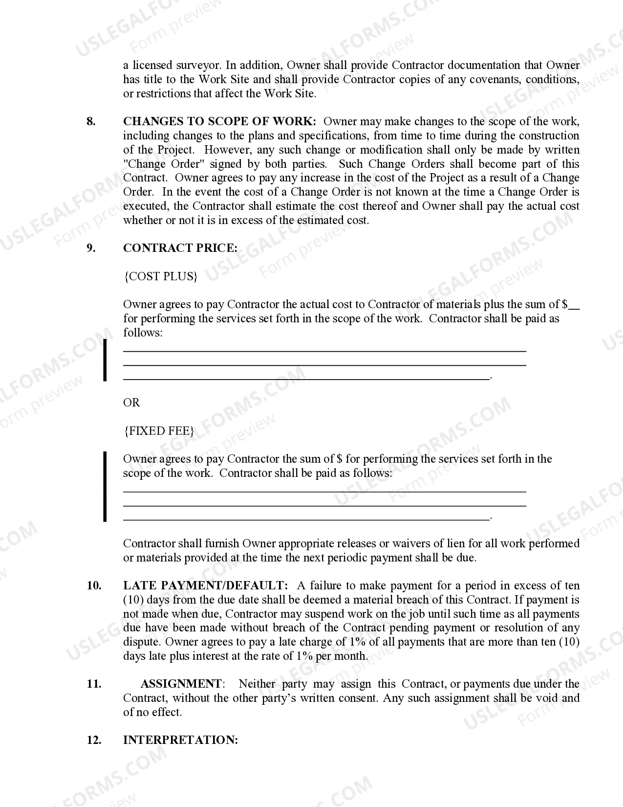 Preview Demolition Contract for Contractor