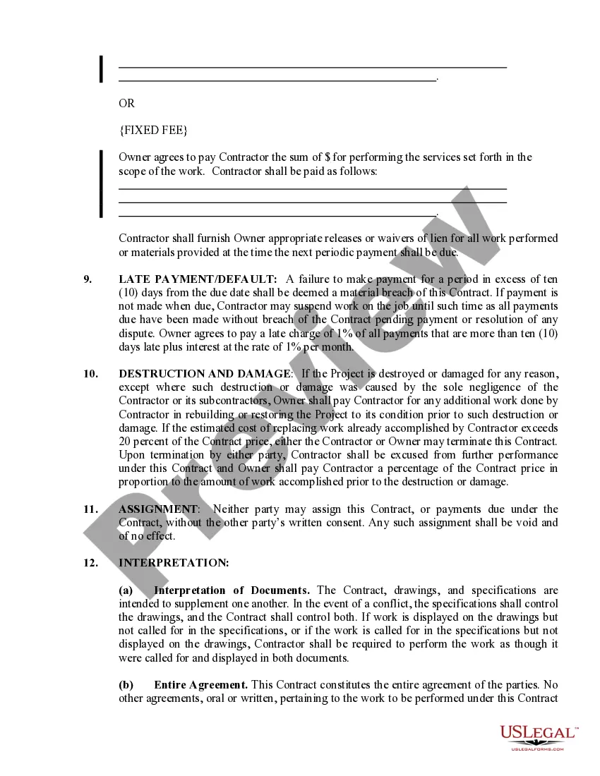 Preview Siding Contract for Contractor