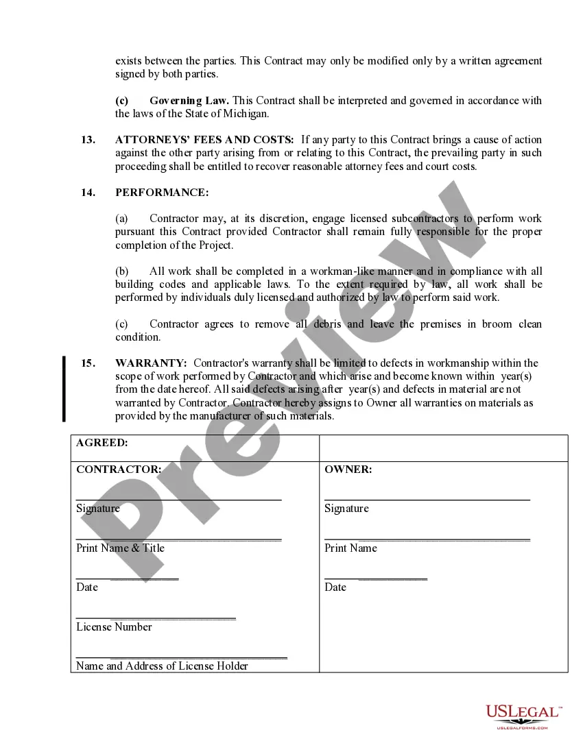 Preview Siding Contract for Contractor