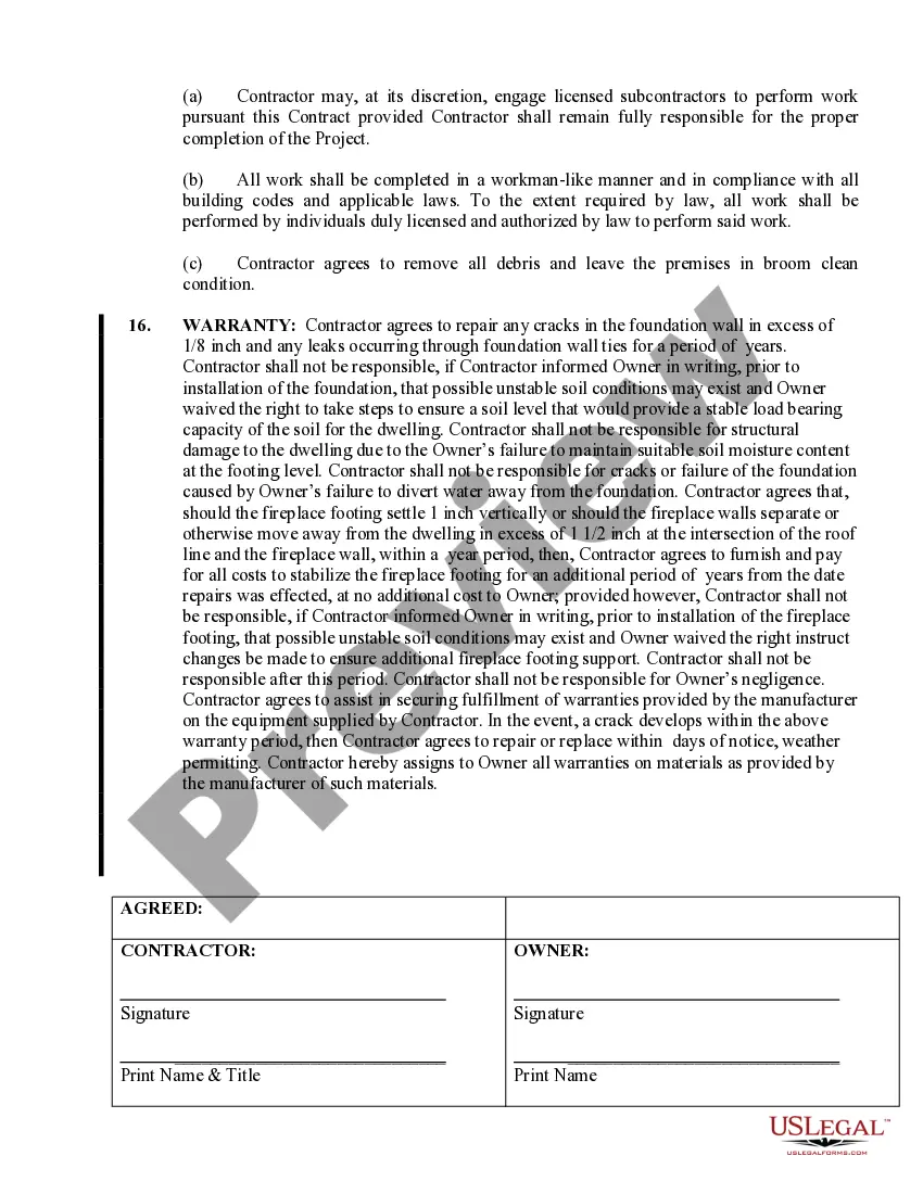 Preview Foundation Contract for Contractor