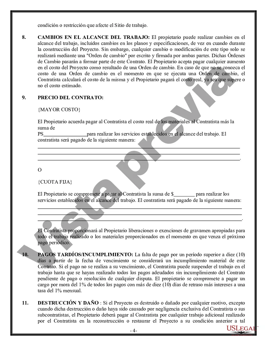 Preview Contrato de plomería para contratista